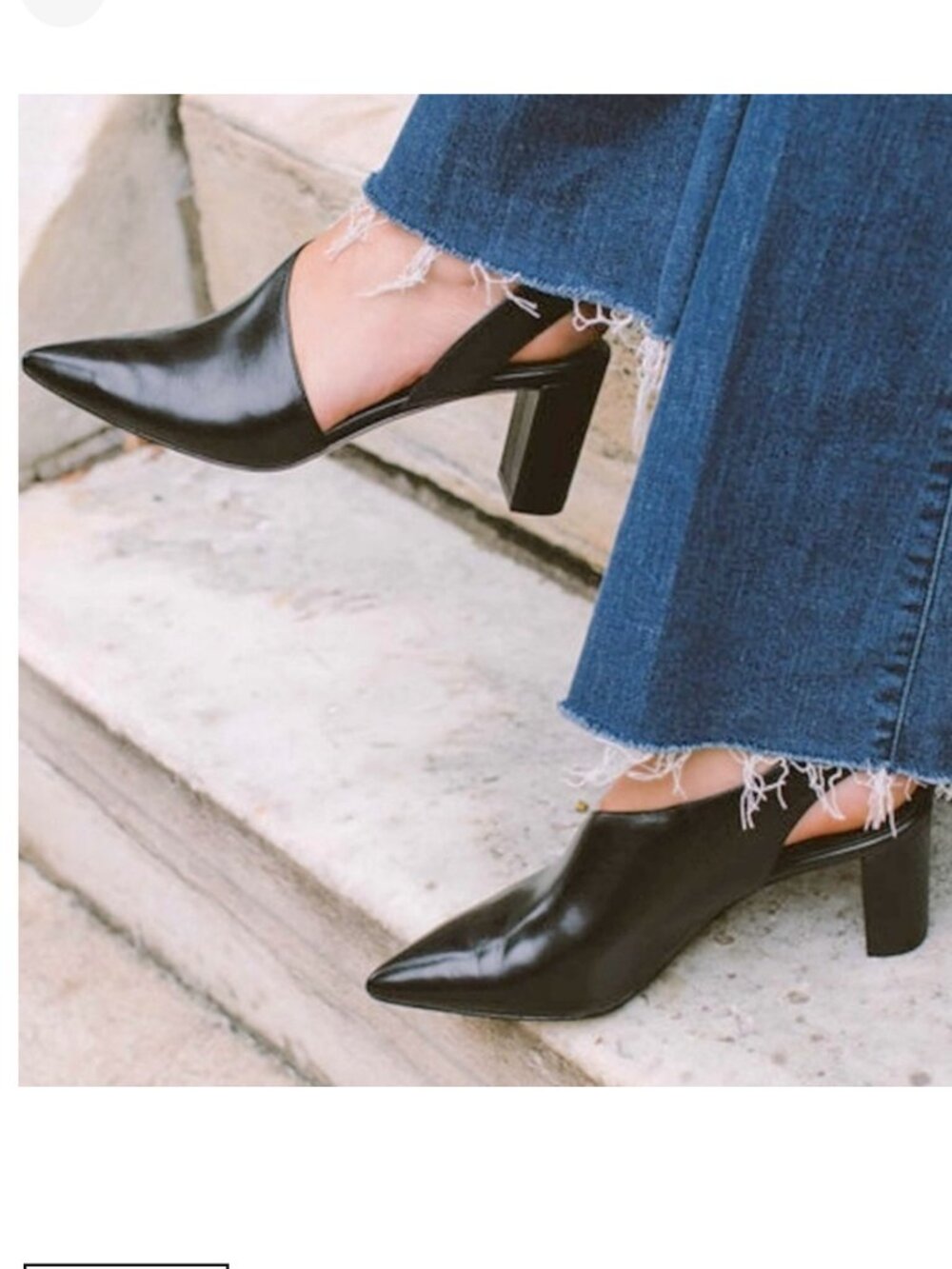 COLE HAAN SZ 7.5 Vania Grand Series Black Leather Slingback Heels Career Staple